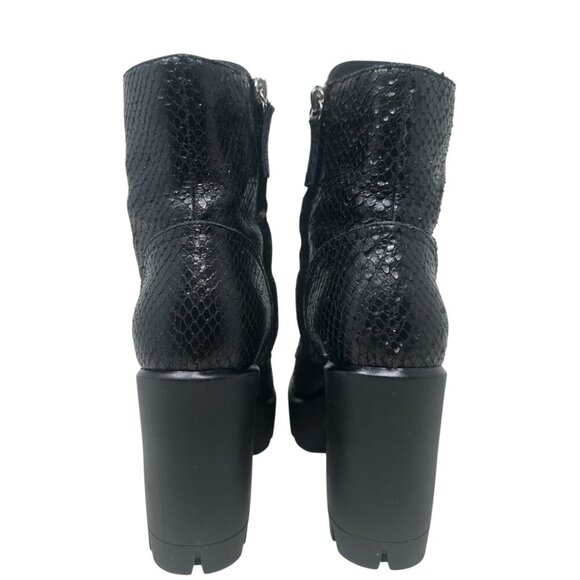 Giuseppe Zanotti Gintonic Black Snake Embossed Leather Combat Platform Boots 7.5 - Picture 8 of 16
